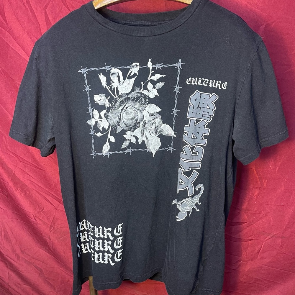 Taco Tuesday Culture Double Sided Anime Black Rose T-Shirt Large